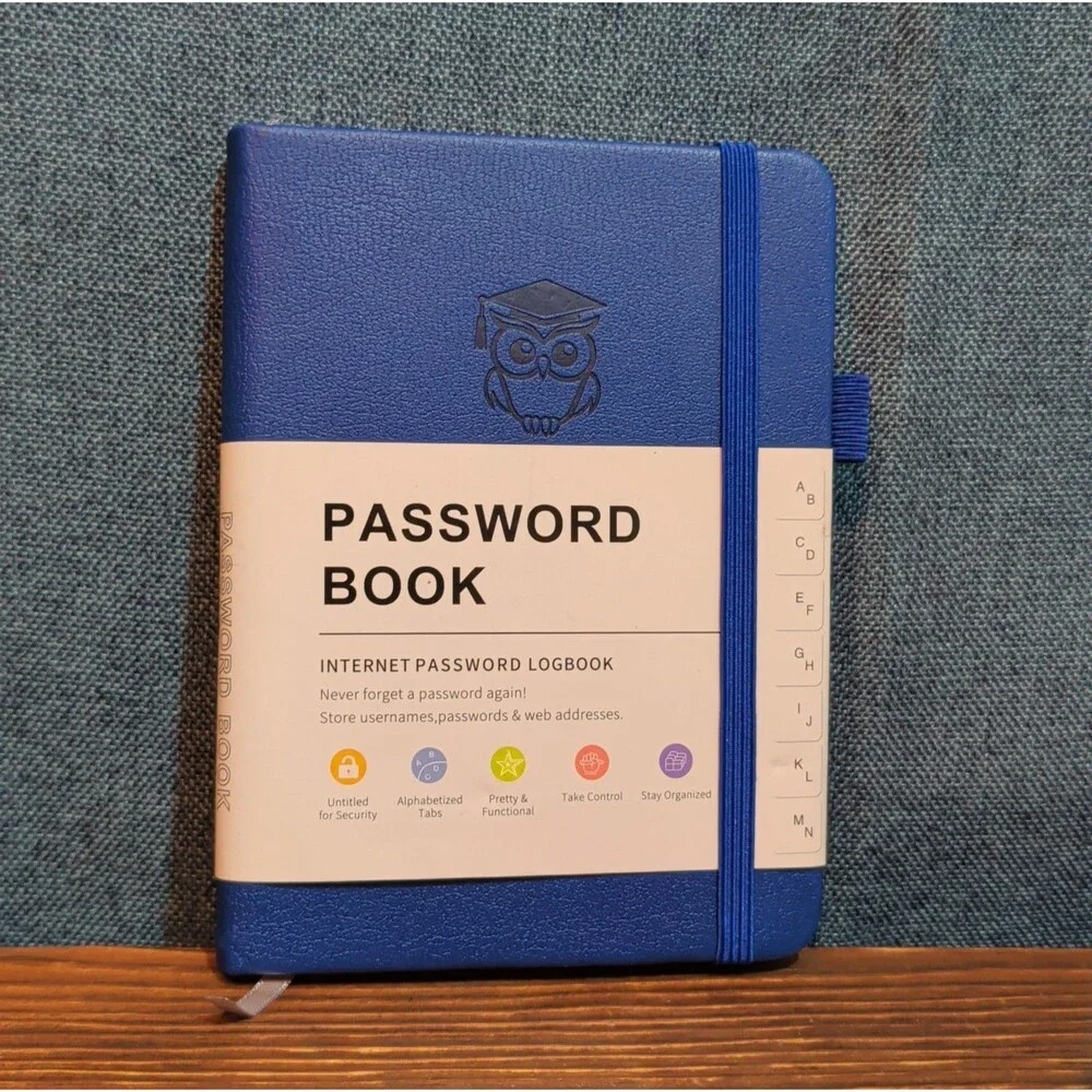 Password Book Internet Logbook Organizer Alphabetical Tabs Blue 4x5